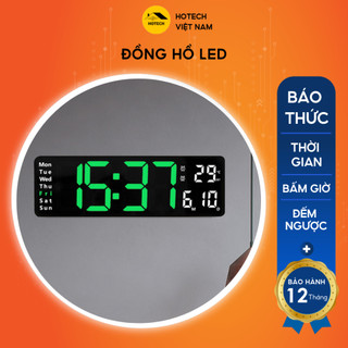 Đồng hồ led để bàn hoặc treo tường decor trang trí phòng ngủ phòng khách có báo thức Hotech đủ thứ ngày tháng năm DHO4H