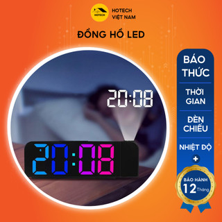 Đồng hồ led để bàn có báo thức trang trí phòng ngủ phòng khách Hotech đủ ngày tháng năm và đèn chiếu laser độc đáo DHO2H