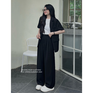 SET BLAZER VEST HÈ ÁO BLAZER MÀU ĐEN CÙNG QUẦN ỐNG XUÔNG ĐỨNG FORM HÀNG QC LOẠI 1 BY HUONGPHAPCLOTHING