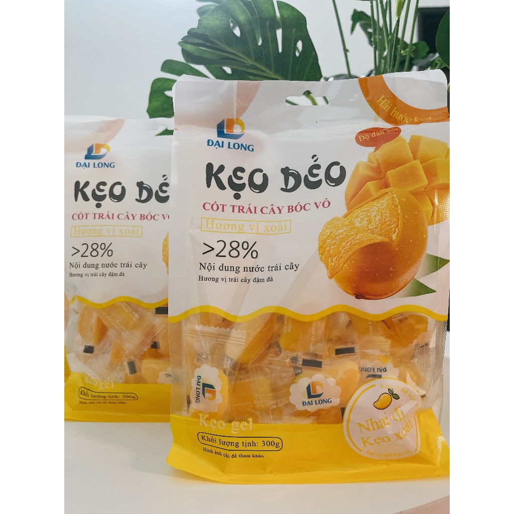 [Túi 300g] Kẹo dẻo xoài chín bóc vỏ Đại Long hợp tiệc, liên hoan ăn vặt thơm ngon và bổ dưỡng