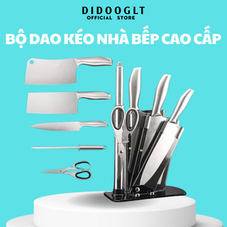 Bộ Dao Kéo Nhà Bếp Nhật Bản Cao Cấp - Bộ Gồm 5 Món Dao Kéo Đúc Nguyên Khối Bằng Inox Chống Han Gỉ Và Kháng Khuẩn