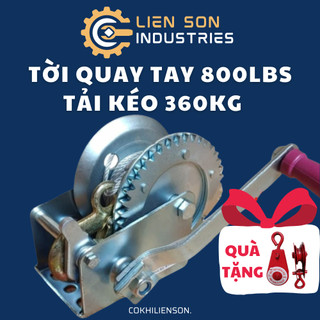 Tời quay tay 800LBS, tời kéo tay tải kéo 320Kg, tải nâng < 150kg, Có Cáp 4ly dài 6 Mét tặng ròng rọc