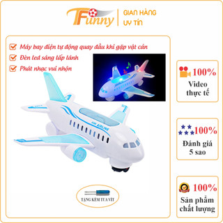 Đồ Chơi Máy Bay Chạy Pin Cho Bé, Máy Bay Tránh Vật Cản, T Funny, Phát Nhạc, Có Đèn Led, Xoay 360 độ, Vui Nhộn