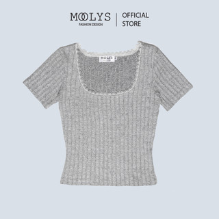 Áo croptop lửng cổ vuông phối ren dễ thương MC019