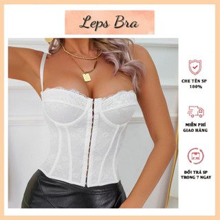  Áo Bra 2 Dây Corset  Phối Ren Không Đệm Có Gọng Dây Đan Lưng Dáng Ôm Dành Cho Nữ Leps Bra Ar25 