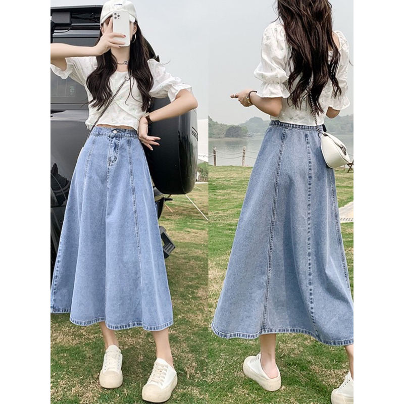 Váy bò dáng xoè cạp chun sau