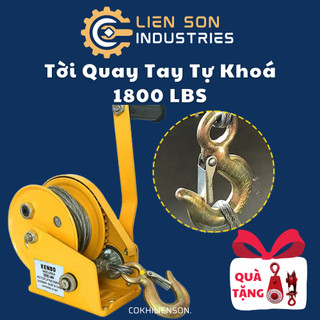 Tời quay tay tự khóa 1800LBS, tời quay tay tải kéo 817kg tải nâng 330kg , cáp thép 5 ly dài 20 mét tặng kèm bản mã
