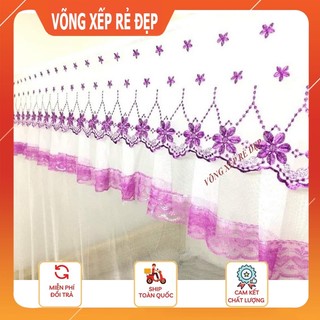 {SALE} HÀNG ĐẸP - Mùng Màn Tuyn Lạnh Buộc Dây Thêu Hoa CÓ CỬA || Màn ngủ chống muỗi cao cấp có cửa
