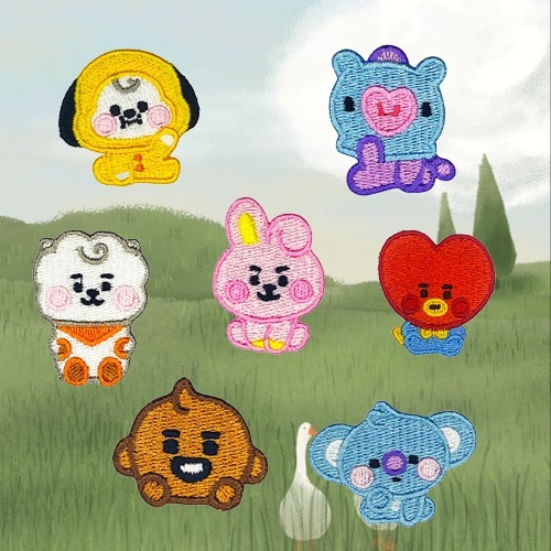 Zanmo sticker thêu - miếng vá thêu dán quần áo balo bts bt21