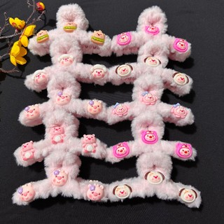 Sỉ kẹp tóc càng cua phủ lông đính charm loppy phing cách dễ thương