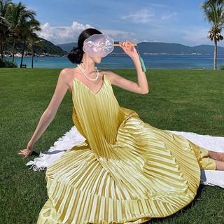 Đầm maxi suông hai dây xếp li hebe's A102