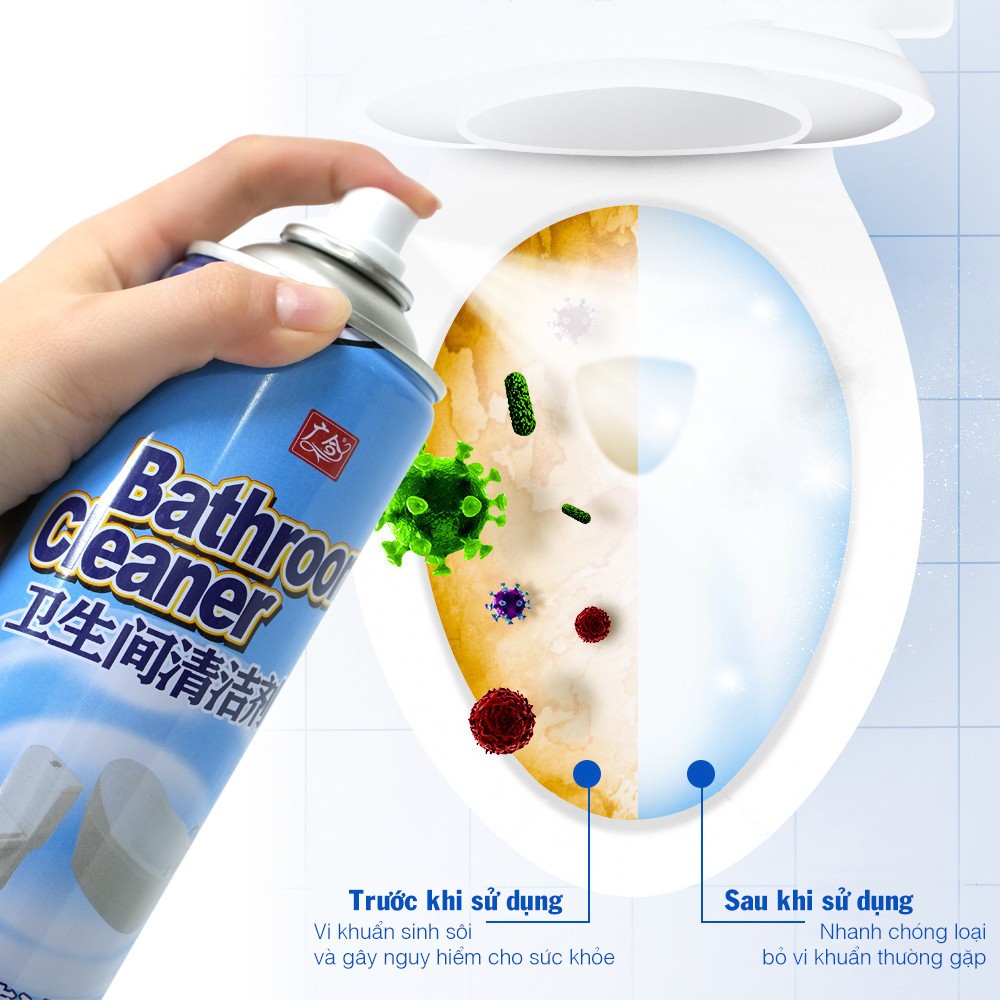 Bình xịt vệ sinh nhà bếp bồn tắm bồn cầu toilet khử khuẩn siêu sạch tẩy vết bẩn cứng đầu lâu ngày BA