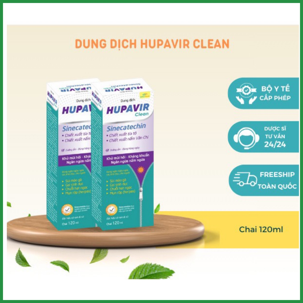 (Che Tên) Dung dịch vệ sinh Hupavir Sinecatechin 120ml - Hỗ trợ Sùi mào gà, rửa hàng ngày