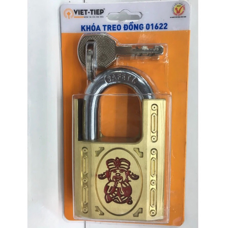 Ổ khoá chống cắt VIỆT TIỆP 01622 hình ông thần tài phong thuỷ may mắn ( chất liệu đồng thau )