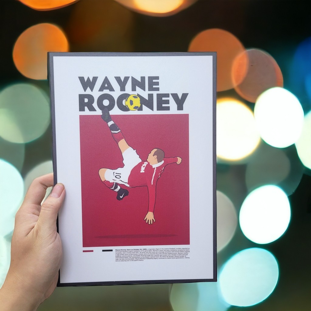 ẢNH CHỤP | Tranh Treo Tường Cầu Thủ Wayne Rooney | Huyền Thoại MU | Poster Decor Phòng Bóng Đá Footb