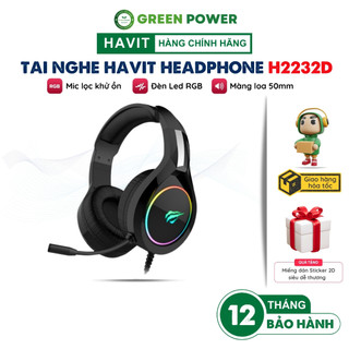 Tai Nghe Gaming Havit H2232D, Driver 50mm, Đèn LED RGB, Mic Khử Ồn, Đa Tương Thích - Chính hãng BH 12 Tháng