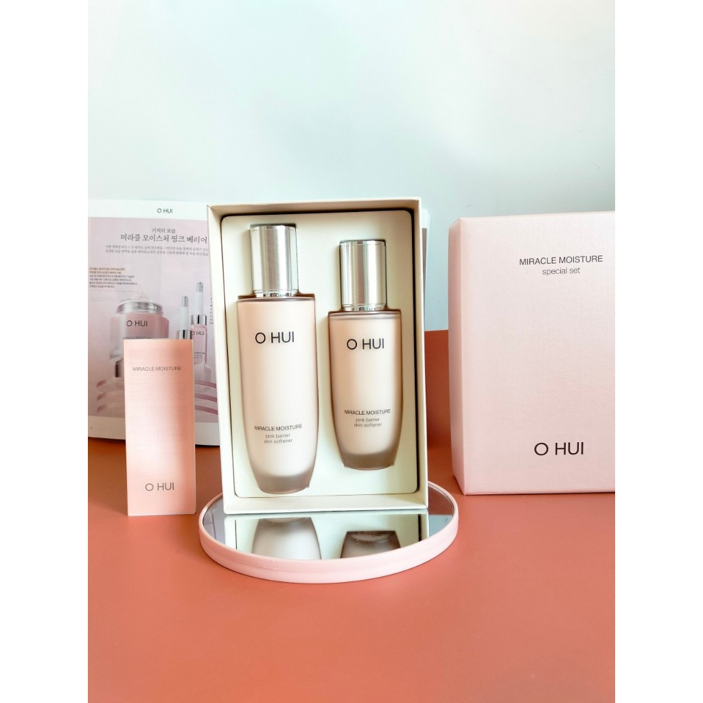 SET Nước hoa hồng dưỡng ẩm & sáng hồng da Ohui - Ohui Miracle Moisture Pink Barrier Skin Softener sp