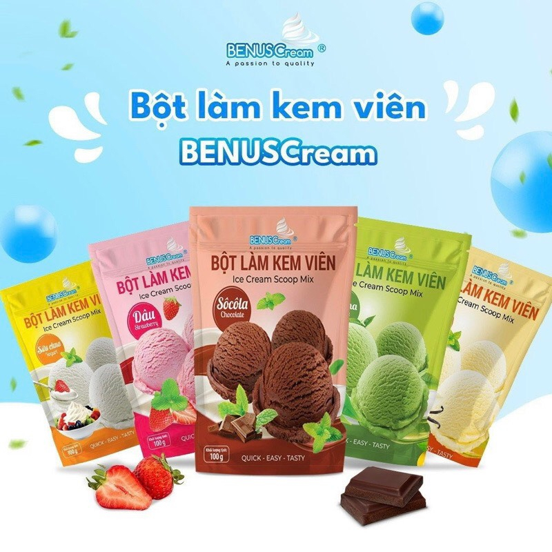Bột làm kem viên, bột làm kem gia đình Benuscream 100gr