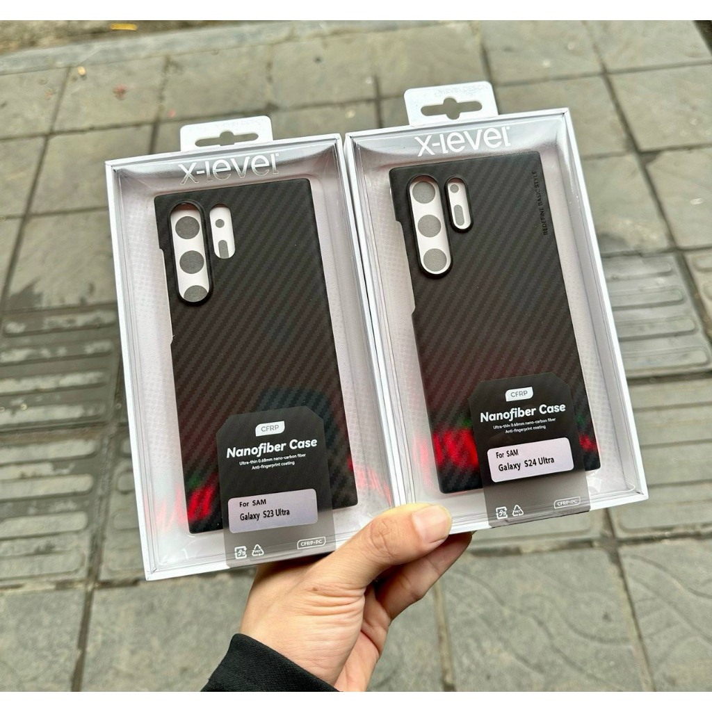 Ốp lưng X-Level Nanofiber siêu mỏng, vân carbon cho Samsung S24 Ultra,S23 Ultra,S22 Ultra,S24 Plus