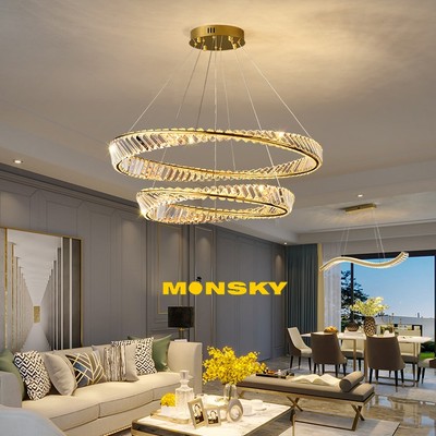 Đèn thả trần MONSKY ATER trang trí 1, 2 vòng nhụy hoa hiện đại, sang trọng kèm điều khiển từ xa
