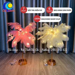 Đèn Ngủ Lông Vũ Để Bàn Nhỏ Xinh, Đèn Lông Vũ Chụp Hình Decor Sản Phẩm Quà Tặng Đám Cưới Lông Vũ
