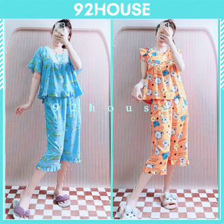 Bộ đồ tole lanh nữ tay ngắn quần lửng 40-70kg bigsize Đồ tole mặc nhà lửng cánh tiên chất lanh mát lạnh