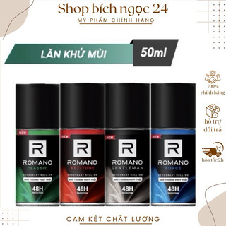 Lăn khử mùi nam kháng khuẩn & khô thoáng cả ngày Romano 50ml