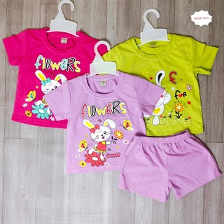 Đồ bộ bé gái 8kg - 21kg, vải thun cotton co giãn, mát mẻ, kiểu cộc tay dễ thương. Bộ quần áo trẻ em cho bé gái