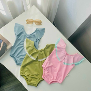 Bộ Đồ Bơi Liền Thân, Bikini Cho Bé Gái (8-25kg) Chất Vải Cotton Thun Lạnh Co Giãn Thiết Kế Cổ Bèo Xinh Xắn - B01