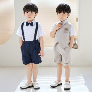Set công tử cho bé trai kèm nơ và hoa, dây đai quần