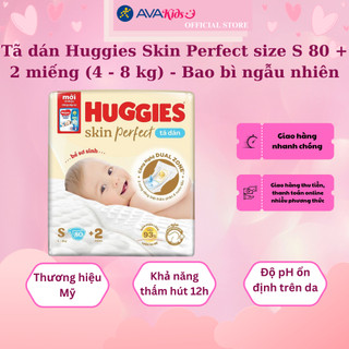 Tã dán Huggies Skin Perfect size S 80 + 2 miếng - Giao bao bì ngẫu nhiên