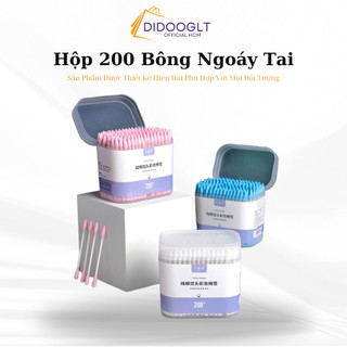 Hộp 200 tăm bông ngoáy tai hai đầu dùng một lần tiện dụng kháng khuẩn, mềm mịn ( didooglt )