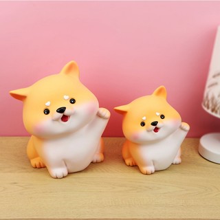Tặng hộp box tượng mô hình ống heo to - chó shiba vui tươi