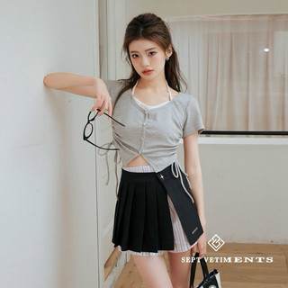 Áo Croptop Phối Yếm Cột Dây Giá Rẻ