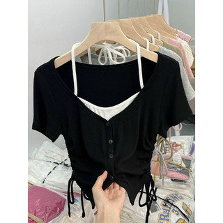 Áo Croptop Phối Yếm Cột Dây Giá Rẻ