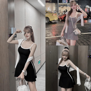 Váy Body Tăm Dây Viền Trắng MPB - Ảnh Shop Chụp