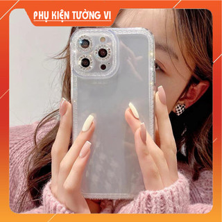 Ốp dẻo viền vân kim cương cho iPhone từ 7 Plus tới 15 Pro Max