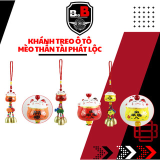 Khánh treo xe ô tô mèo thần tài phát lộc có chuông, dây treo mèo thần tài, chuông gió mèo thần tài