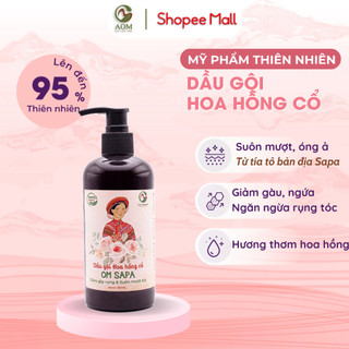 Dầu Gội Đầu Giảm Gàu Phục Hồi Hư Tổn Hoa Hồng Cổ Sapa Dưỡng Tóc Suôn Mượt A OM NATURAL 300ml