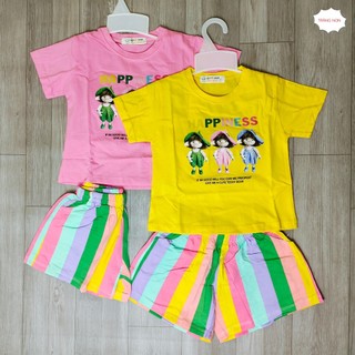 Đồ bộ bé gái 8kg - 23kg, vải thun cotton 4 chiều chính phẩm RIO, quần thun sọc nhiều màu. Bộ quần áo trẻ em cho bé gái