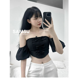 Áo ống cúp ngực voan phối 3 nơ kèm tay áo phong cách dễ thương Samsu.clothing_saigon