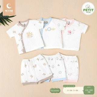  Bộ quần áo cộc tay sơ sinh cài lệch chất petit mềm mát cho bé 3-7kg