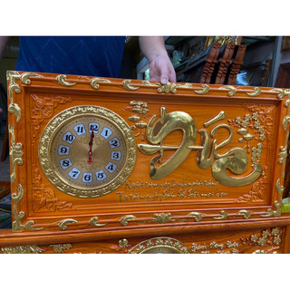 Tranh Đồng Hồ Chữ Đức Treo Tường Gỗ Gõ Đỏ Cao Cấp Kích Thước 41cmx81cm