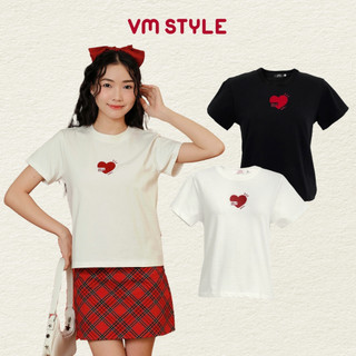 Áo thun nữ VMSTYLE babytee tay ngắn in hình trái tim MÊ SI YOU basic, dễ thương, đi chơi ATU00691