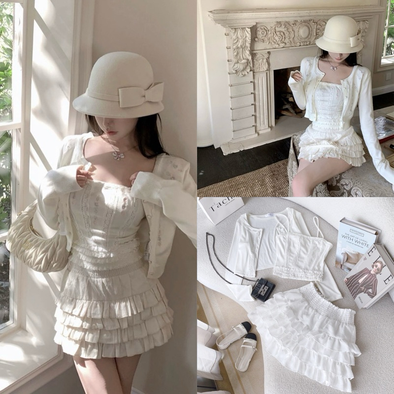 SET VÁY ÁO CROPTOP BỐ VIỀN