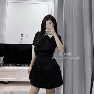 [ CÓ SẴN ] VÁY THIẾT KẾ CỔ VOAN ĐUÔI REN TẦNG XOÈ | by25