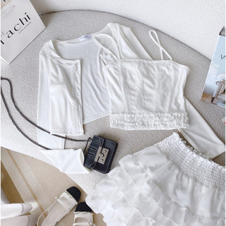 SET VÁY ÁO CROPTOP BỐ VIỀN