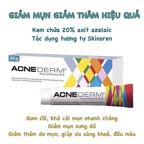 Acne Derm Azelaic Acid 20% Kem giảm mụn, mờ thâm và trắng da