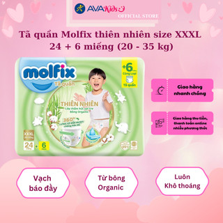Tã quần molfix thiên nhiên size xxxl 24 + 6 miếng