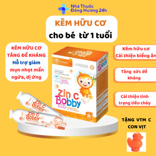 Kẽm cho bé ZinC Bobby Kid, Kẽm Hữu Cơ Hỗ Trợ Ăn Ngon Tăng Cân, Giảm Ốm Vặt, Tăng Khả Năng Tập Trung Cho Bé Hộp 20 Gói